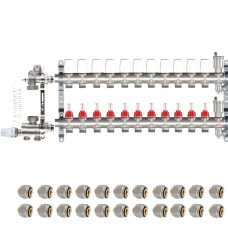 КОМПЛЕКТ для ВОДЯНОГО ТЕПЛОГО ПОЛА ДО 180 кв/м Коллектор 11 контуров