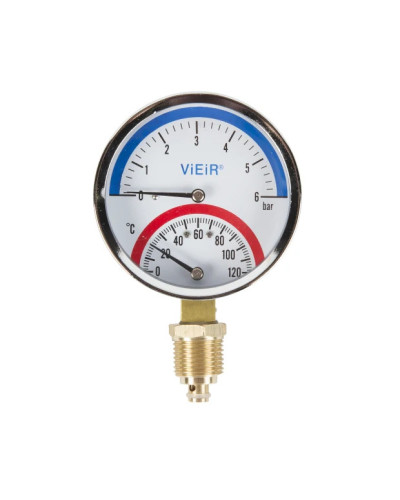 Термоманометр (вертикал.)  6 БАР ViEiR(50/1шт), VIEIR