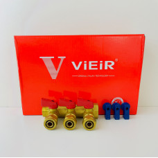 Коллектор с шар. краном 3/4" х 16 - 3 вых..красн.+син. "ViEiR"(30/1шт)