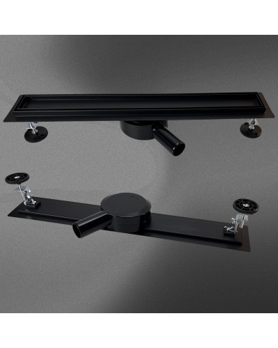 Дренажный канал для душа с решеткой под кладку плитки Cифон с углом поворота 360° облегчает монтаж （черный-матовый）70*500, TIM