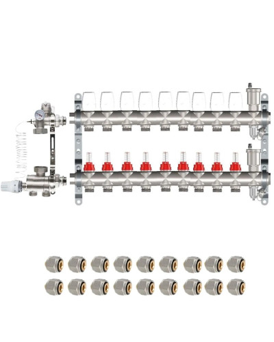 Комплект для водяного теплого пола коллектор 9 контуров