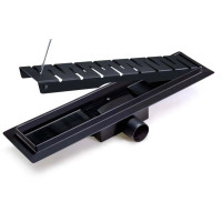 Душевой трап (защита от запаха: сухой+гидрозатвор) черный матовый  500*70(1/4)