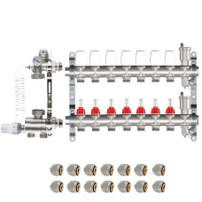 КОМПЛЕКТ для ВОДЯНОГО ТЕПЛОГО ПОЛА ДО 110 кв/м Коллектор 7 контуров