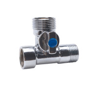 Угловой кран 3-х проход.для стир-маши.Хром. "ViEiR" (120/12шт)