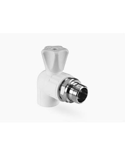 Кран шаровой для радиатора угловой 20х1/2" (60/10) (Valfex) ЗАВОД ВАЛФ-РУС БЕЛЫЙ