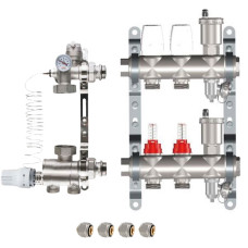 КОМПЛЕКТ для ВОДЯНОГО ТЕПЛОГО ПОЛА ДО 40 кв/м Коллектор 2 контура