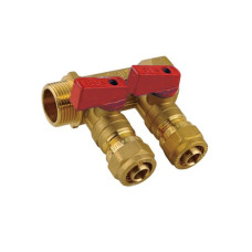 Коллектор с шар. краном 3/4" х 16 - 2 вых..красн.+син. "ViEiR"(24/6шт)