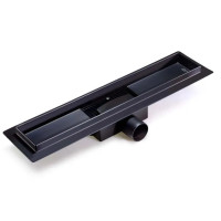 Душевой трап (защита от запаха: сухой+гидрозатвор) черный матовый  500*70(1/4)