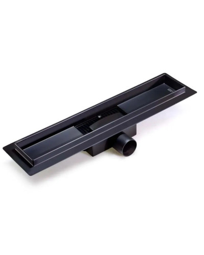 Душевой трап (защита от запаха: сухой+гидрозатвор) черный матовый  400*70, TIM