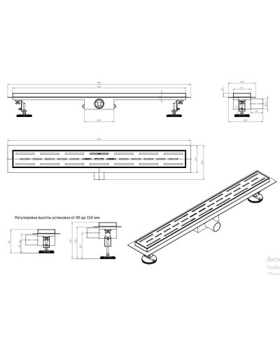 DL70 Душевой трап с сухим затвором - 700мм (4/1шт), VIEIR