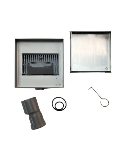 Трап душевой (горизонтальный) под кладку плитки (защита от запаха:сухой+гидрозатвор) 15*15(1/4), TIM