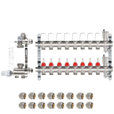 КОМПЛЕКТ для ВОДЯНОГО ТЕПЛОГО ПОЛА ДО 130 кв/м Коллектор 8 контуров