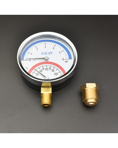 Термоманометр (вертикал.)  6 БАР ViEiR(50/1шт), VIEIR