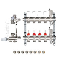 КОМПЛЕКТ для ВОДЯНОГО ТЕПЛОГО ПОЛА ДО 70 кв/м Коллектор 4 контура