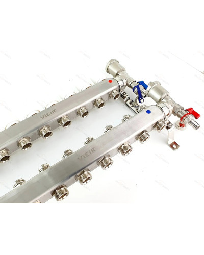 Группа коллекторов без расход. 8 -вых. НЕРЖ. БЕЗ КРАНОВ 1x3/4 ViEiR (3/1шт), VIEIR