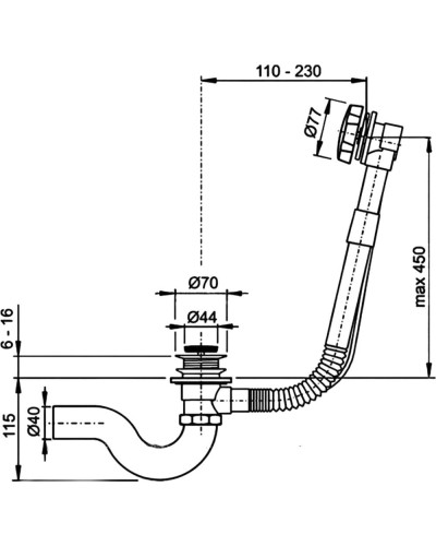 Обвязка для ванны латунный, полуавтоматический с фиксатором(1/20), TIM