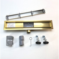 Душевой лоток с решеткой  защита от запаха:(сухой +гидрозатвор), глянцевое золото  (70*500мм)(1/4)