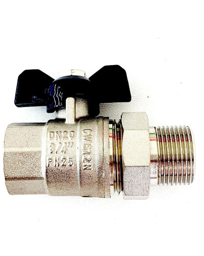 Кран шаровой с американкой 3/4усилен.ЖЕЛТЫЙViEiR(80/10шт), VIEIR