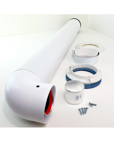 Комплект коаксиальный 60х100(Пл)-750 с хомутом, фланцем и втулкой, УТДК