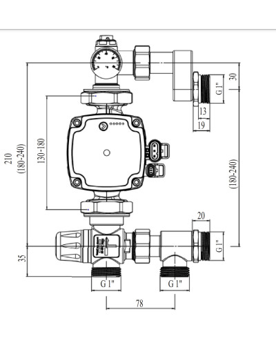 Насосно-смесительный узел для теплого пола KVS2,6  20 °С- 45 °С  ViEiR((8/1шт), VIEIR