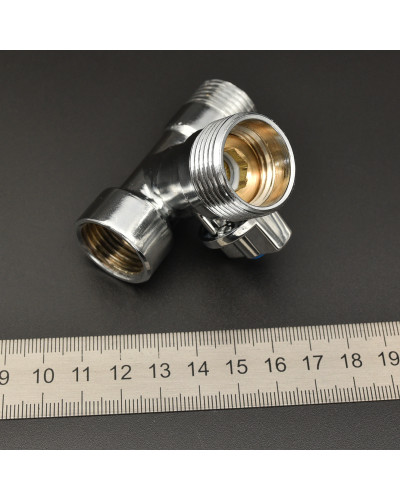 Угловой кран 3-х проход.для стир-маши.Хром. ViEiR (120/12шт), VIEIR